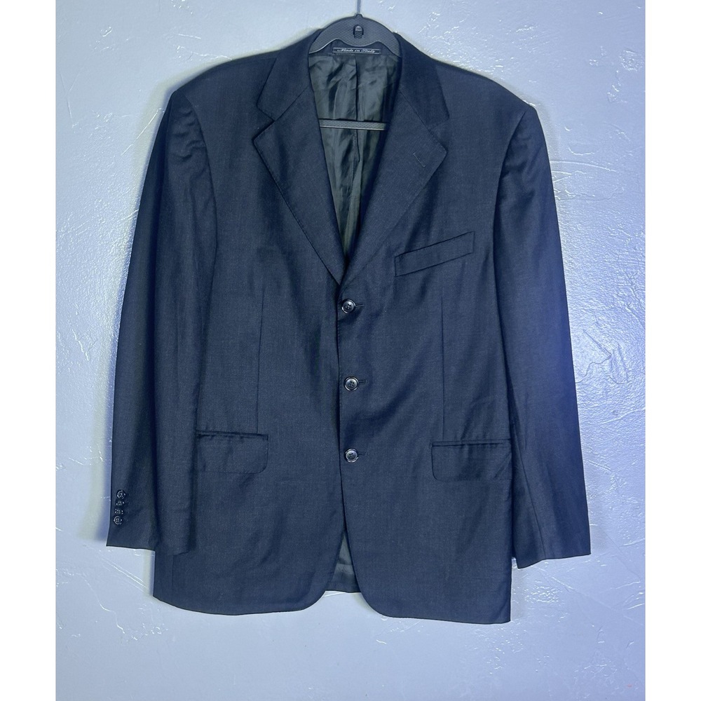 Grey Ermenegildo Zegna Men's Suit Jacket 46 Fine Worst Super 100's Preppy